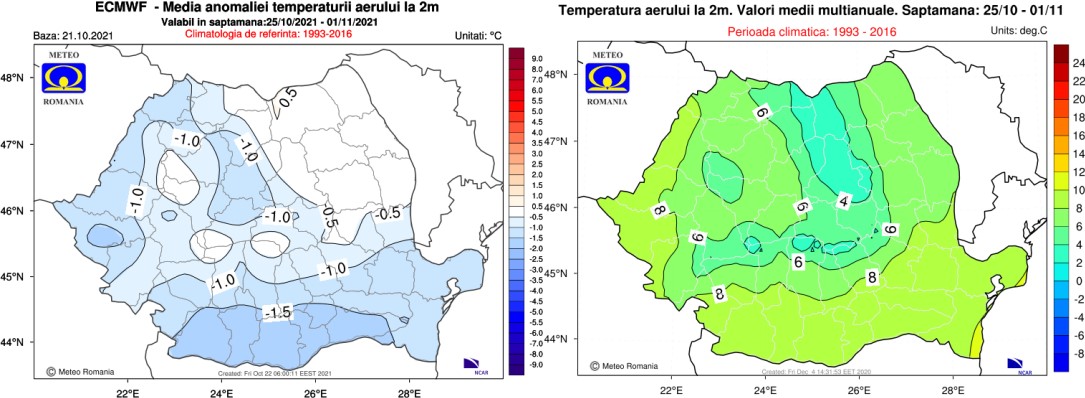 Prognoza meteo pe 4 săptămâni / 25 octombrie – 22 noiembrie 2021